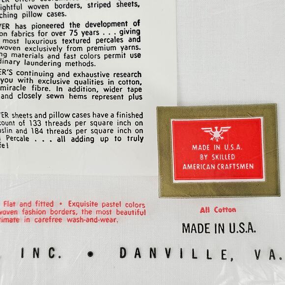 Vintage Dan River white muslin cotton flat sheet NIP 81 x 108 crafts upcycling - Picture 4 of 4